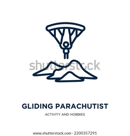 gliding parachutist icon from activity and hobbies collection. Thin linear gliding parachutist, extreme, jump outline icon isolated on white background. Line vector gliding parachutist sign, symbol