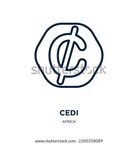  cedi icon from africa collection. Thin linear  cedi, ghana,  outline icon isolated on white background. Line vector  cedi sign, symbol for web and mobile