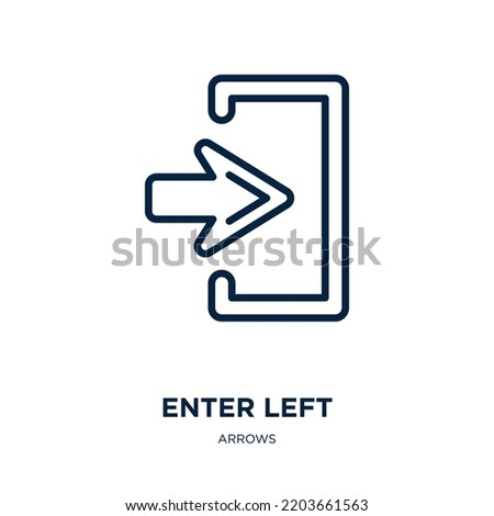 enter left icon from arrows collection. Thin linear enter left, enter, left outline icon isolated on white background. Line vector enter left sign, symbol for web and mobile