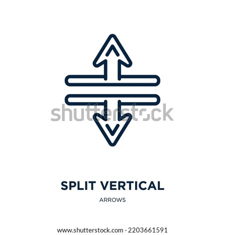 split vertical icon from arrows collection. Thin linear split vertical, vertical, split outline icon isolated on white background. Line vector split vertical sign, symbol for web and mobile