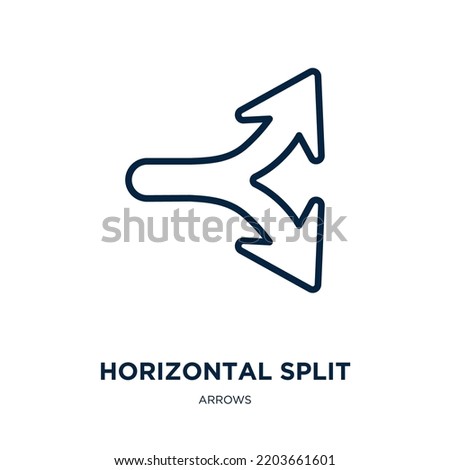 horizontal split icon from arrows collection. Thin linear horizontal split, horizontal, split outline icon isolated on white background. Line vector horizontal split sign, symbol for web and mobile
