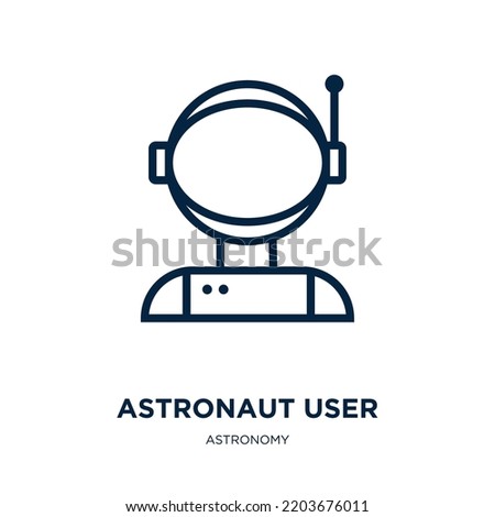 astronaut user icon from astronomy collection. Thin linear astronaut user, astronaut, user outline icon isolated on white background. Line vector astronaut user sign, symbol for web and mobile