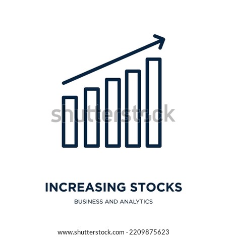 increasing stocks icon from business and analytics collection. Thin linear increasing stocks, stock, graph outline icon isolated on white background. Line vector increasing stocks sign, symbol for web