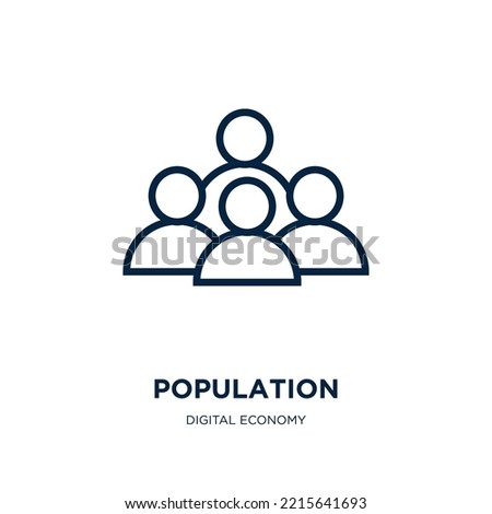 population icon from digital economy collection. Thin linear population, group, people outline icon isolated on white background. Line vector population sign, symbol for web and mobile