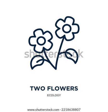 two flowers icon from ecology collection. Thin linear two flowers, flower, summer outline icon isolated on white background. Line vector two flowers sign, symbol for web and mobile