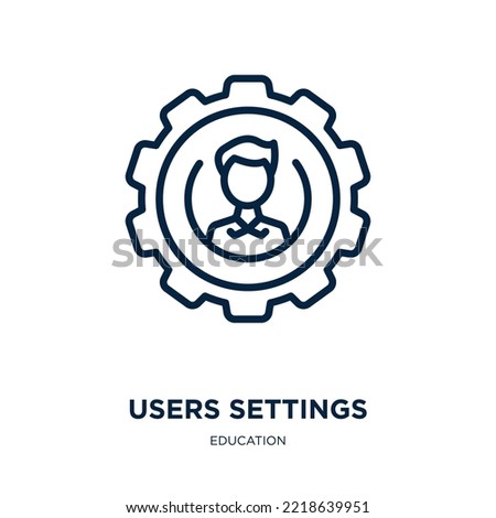 users settings icon from education collection. Thin linear users settings, internet, media outline icon isolated on white background. Line vector users settings sign, symbol for web and mobile