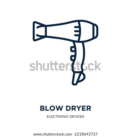 blow dryer icon from electronic devices collection. Thin linear blow dryer, air, electric outline icon isolated on white background. Line vector blow dryer sign, symbol for web and mobile