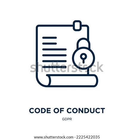 code of conduct icon from gdpr collection. Thin linear code of conduct, code, conduct outline icon isolated on white background. Line vector code of conduct sign, symbol for web and mobile Сток-фото © 