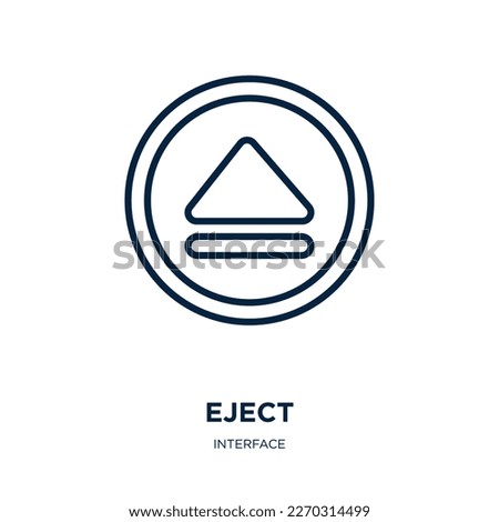 eject icon from interface collection. Thin linear eject, sound, music outline icon isolated on white background. Line vector eject sign, symbol for web and mobile