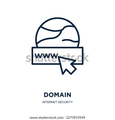 domain icon from internet security collection. Thin linear domain, internet, communication outline icon isolated on white background. Line vector domain sign, symbol for web and mobile