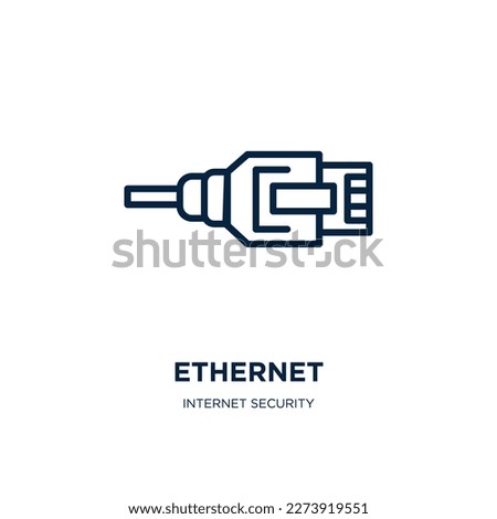 ethernet icon from internet security collection. Thin linear ethernet, connection, network outline icon isolated on white background. Line vector ethernet sign, symbol for web and mobile