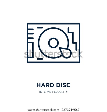hard disc icon from internet security collection. Thin linear hard disc, hard, hdd outline icon isolated on white background. Line vector hard disc sign, symbol for web and mobile