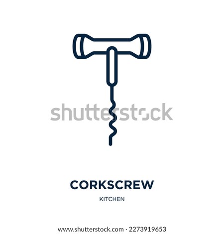 corkscrew icon from kitchen collection. Thin linear corkscrew, drink, wine outline icon isolated on white background. Line vector corkscrew sign, symbol for web and mobile
