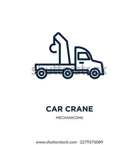 car crane icon from mechanicons collection. Thin linear car crane, car, crane outline icon isolated on white background. Line vector car crane sign, symbol for web and mobile