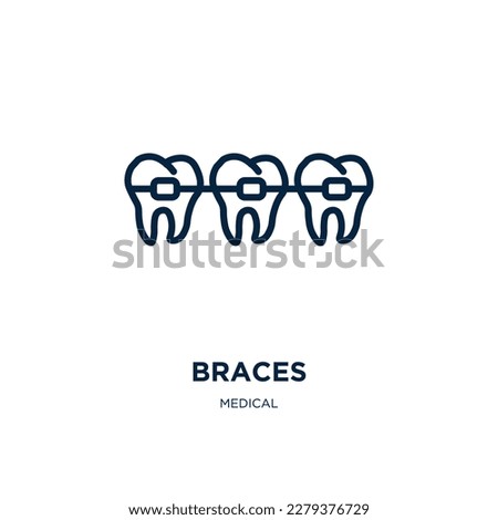 braces icon from medical collection. Thin linear braces, medical, human outline icon isolated on white background. Line vector braces sign, symbol for web and mobile