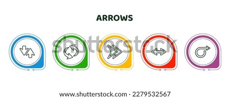 editable thin line icons with infographic template. infographic for arrows concept. included sort, undo arrow, fast forward, horizontal arrows, right circling arrow icons.