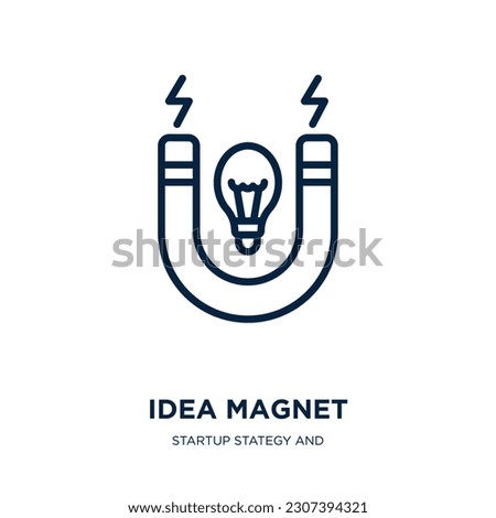 idea magnet icon from startup stategy and success collection. Thin linear idea magnet, idea, magnet outline icon isolated on white background. Line vector idea magnet sign, symbol for web and mobile