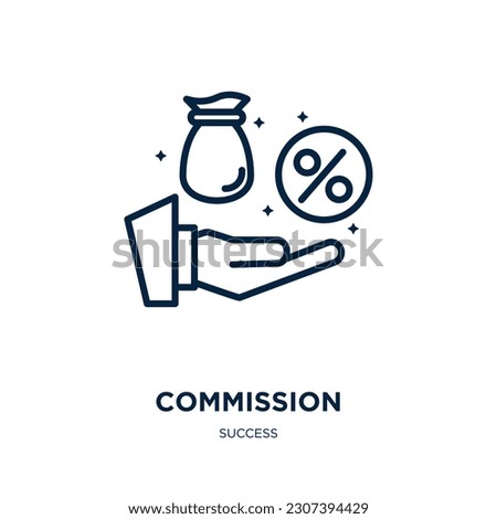 commission icon from success collection. Thin linear commission, business, price outline icon isolated on white background. Line vector commission sign, symbol for web and mobile