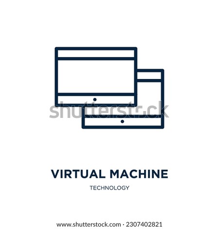 virtual machine icon from technology collection. Thin linear virtual machine, technology, business outline icon isolated on white background. Line vector virtual machine sign, symbol for web and 