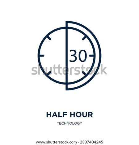 half hour icon from technology collection. Thin linear half hour, clock, watch outline icon isolated on white background. Line vector half hour sign, symbol for web and mobile