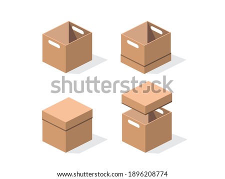 Cardboard box mockup set with Packaging symbols on the box.