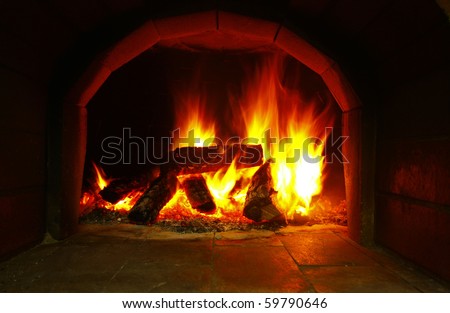 long exposure of fire in a pizza oven