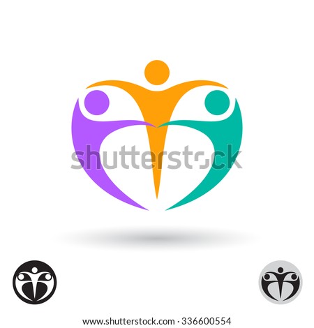 Abstract vector logo template. Three motivated people holding hands in a circle.