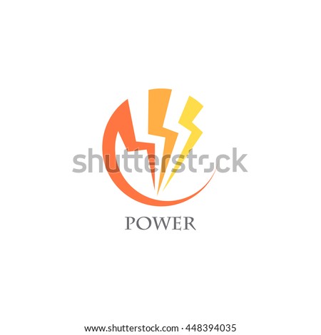 Round icon with three lightning. Vector template logo power.