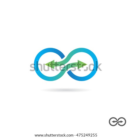 Infinity knot logo. Plexus two arrows. Vector symbol of interrelation.