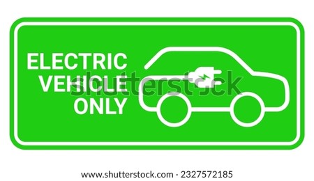 Electric vehicles parking sign. Icon of the electric car parking area. EV charging station spot
