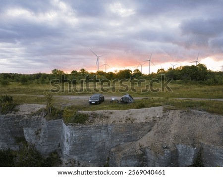 Similar – Image, Stock Photo Windmill at edge of breakwater