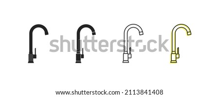 Line and black faucet icon. Simple illustration. Vector illustration design. Blackline symbol. EPS10