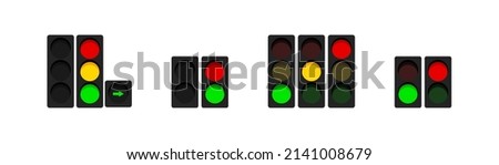 Traffic lights illustrations for any purpose. Isolated object. Green, yellow and red light stoplights. EPS10