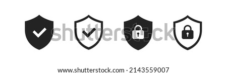 Shield, safety, privacy security vector icons. Protection icons set. EPS10