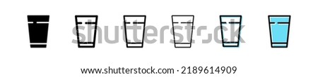 Cup of water icon. Glass cup vector symbol. Simple glass outline icons. Drink cup water icons set. Flat web icon. EPS10