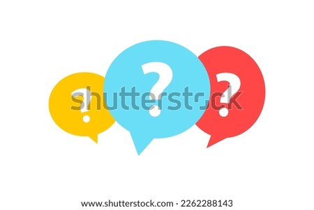 Question flat icon. doubt, question mark, speech bubble, bewilderment, help, reaction, internet, attitude, perception, media, color. Social network concept. Vector flat icon on a white background.