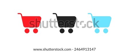 Shopping cart icon set. Flat style