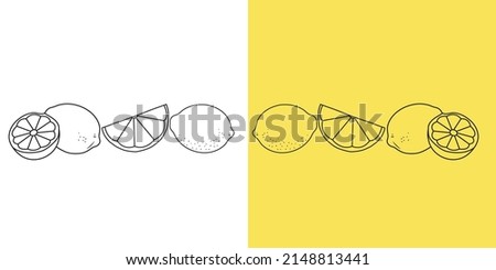 Lemon isolated doodle on black and yellow background. Lemon doodle background  for packaging, greets cards, and web and apps.
