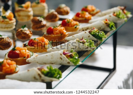 Delicious canapes as event dish in luxary restaurant. Photo stock © 