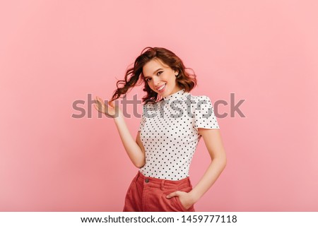 Similar – Image, Stock Photo Caucasian Girl Playing on Table Indoors