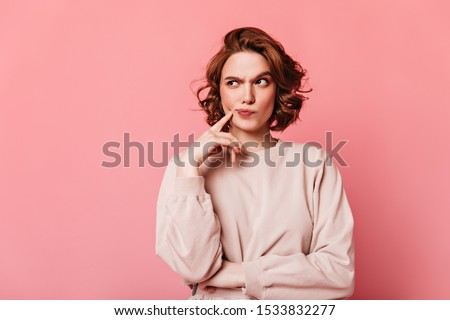 Image, Stock Photo Beauty Shot of Young Woman Wearing Large Black Hat