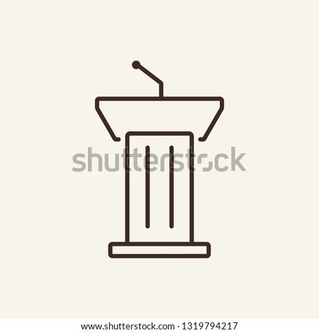 Tribune line icon. Microphone, mic, podium. Mass media concept. Can be used for topics like speech, presenter, president