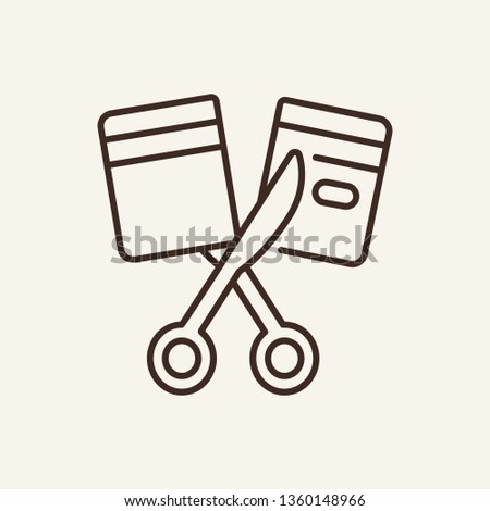 Credit card cut line icon. Plastic, scissors, cut off. Finance concept. Vector illustration can be used for personal budget, economy, saving, limit