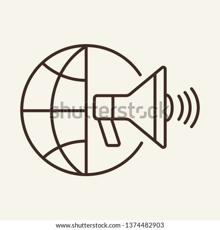 Global marketing line icon. Globalization, global news, propaganda. Global concept. Vector illustration can be used for topics like business, internet, media