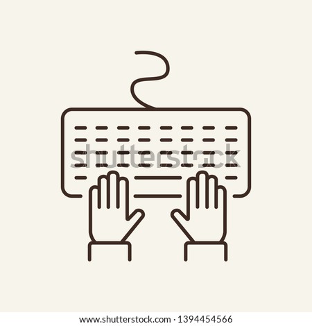 Keyboard line icon. Typing, computer, email. Author concept. Can be used for topics like journalist, work, inputting data