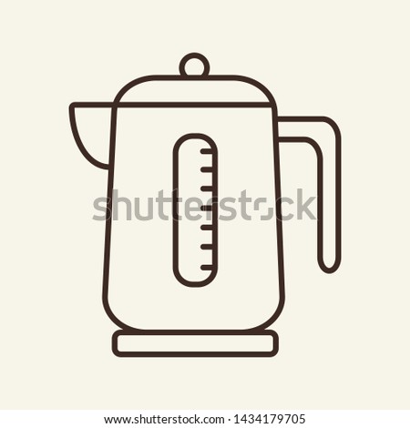 Electric kettle line icon. Water, teapot, boiler. Kitchen concept. Vector illustration can be used for topics like utensil, kitchenware, domestic appliance