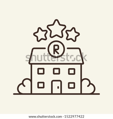 Restaurant and stars line icon. Building, Michelin star, assessment. Restaurant business concept. Vector illustration can be used for topics like business, catering trade, cuisine