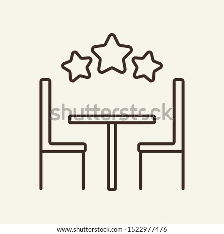 Restaurant table and stars line icon. Table, chair, Michelin star, assessment. Restaurant business concept. Vector illustration can be used for topics like business, catering trade, cuisine