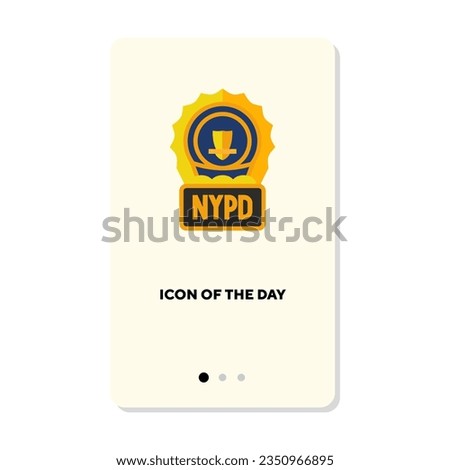 Gold medal for police officers flat icon. Vertical sign or vector illustration of prize or reward. Achievement, celebration, occupation concept for web design and apps