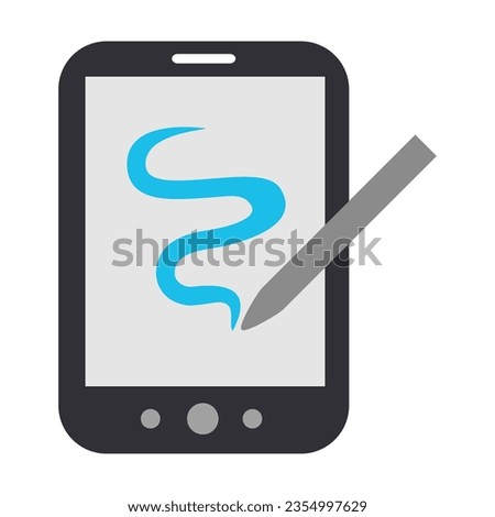 Drawing tablet with stylus. Modern high tech electronic device for designers use cartoon illustration. Technology concept. Colored flat vector isolated on white background